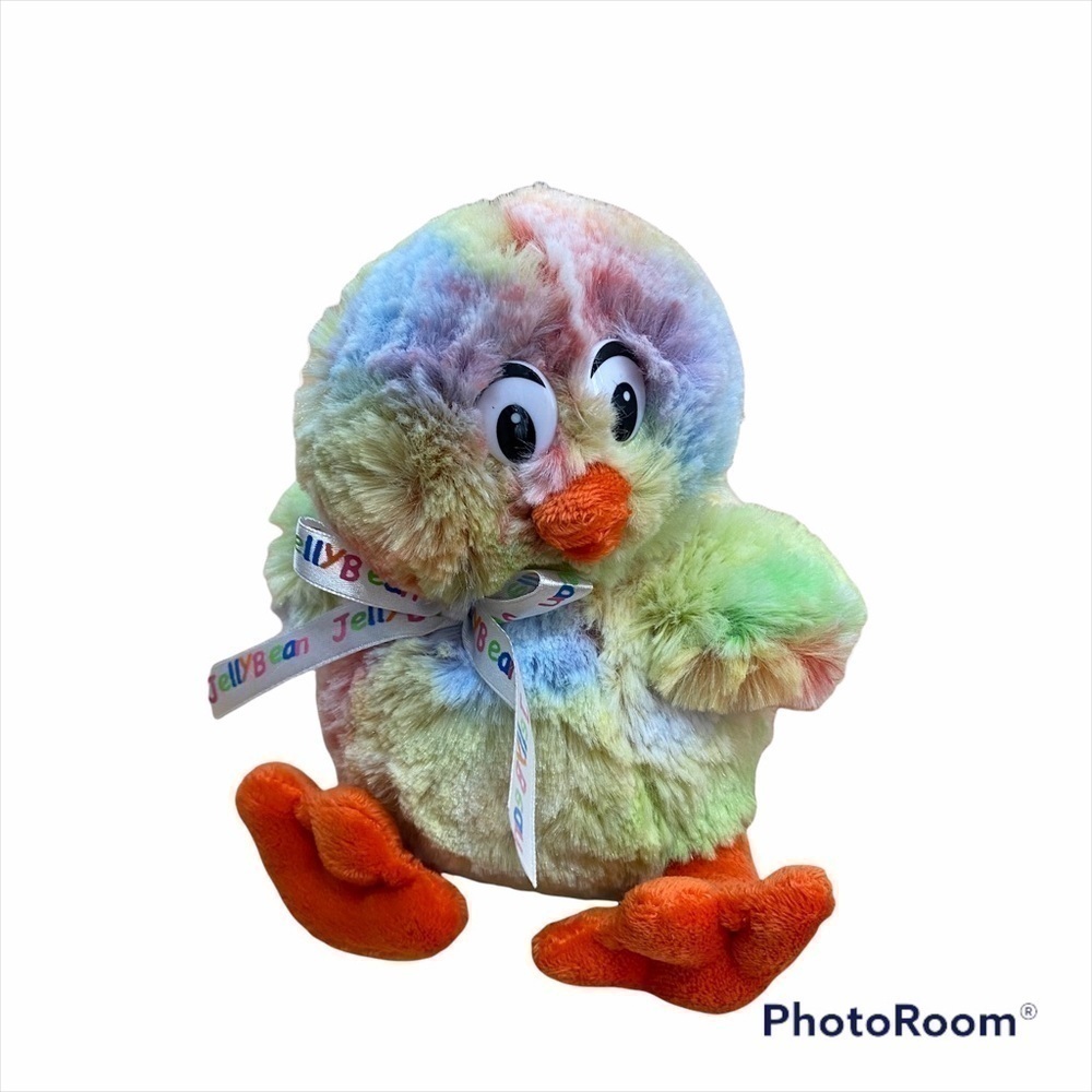 Dan Dee Plush Tie Dye Chick Jellybean Ribbon Easter Stuffed Animal